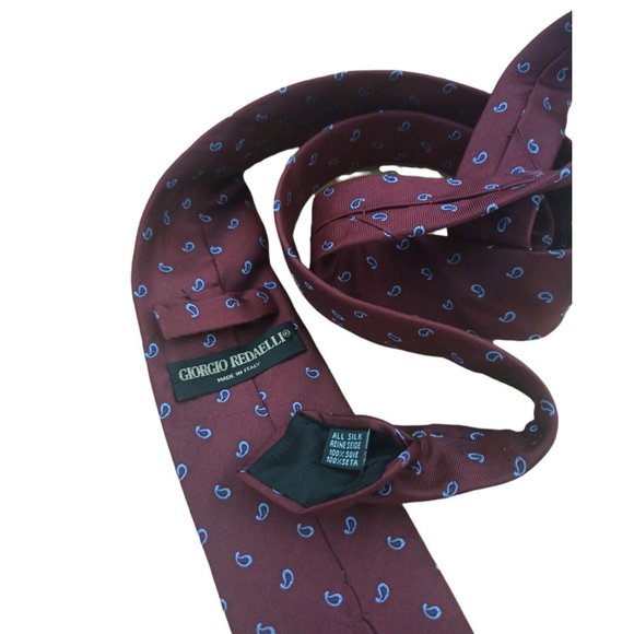 GIORGIO REDAELLI Red Paisley Silk Tie ITALY 61"/ 3" EC - Picture 7 of 9